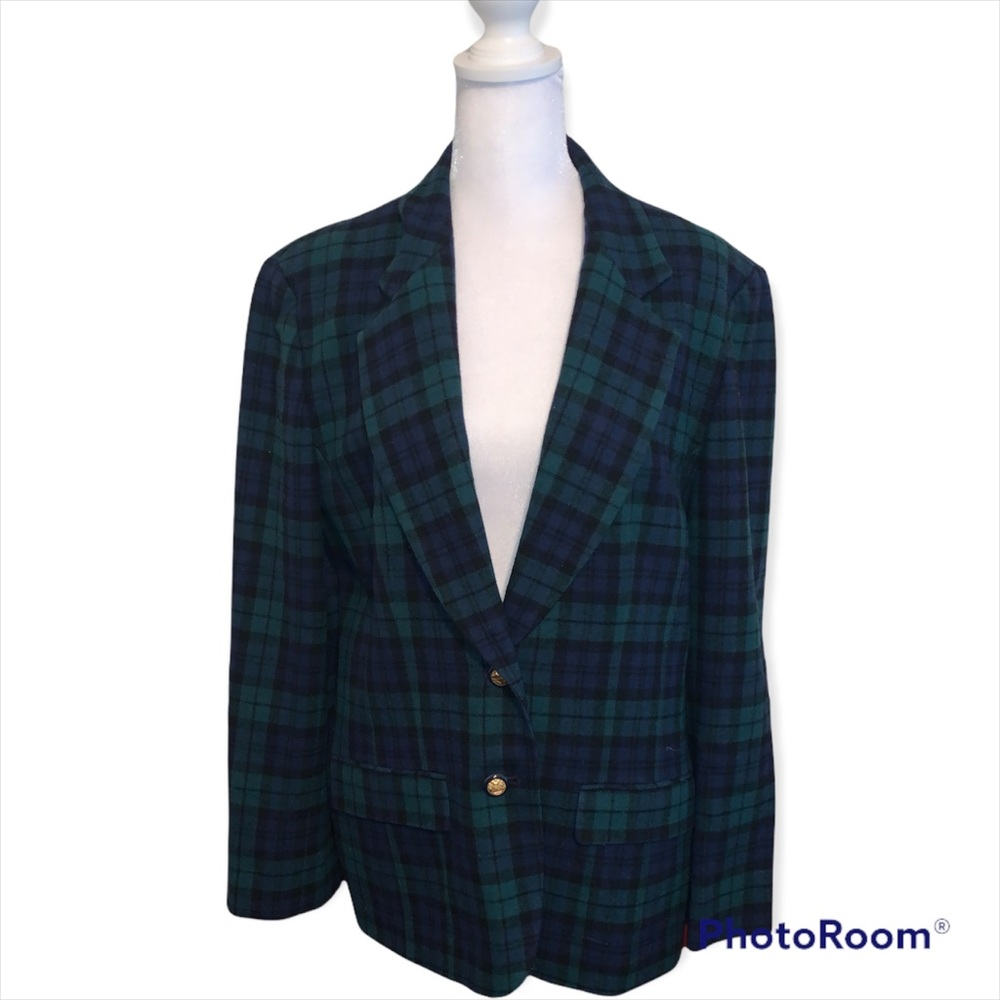 Vintage 1970s Pendleton Schoolboy Plaid Wool Jacket Size Large